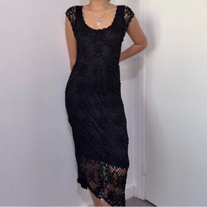 Black Crochet Lace Maxi Dress